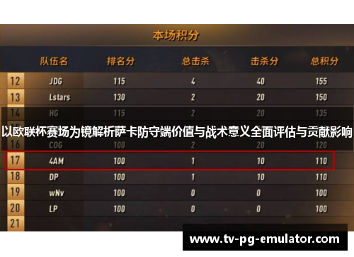 以欧联杯赛场为镜解析萨卡防守端价值与战术意义全面评估与贡献影响